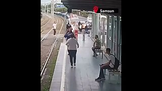 Lucky commuter escapes train!