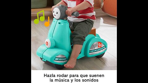 Moto Fisher-Price Ríe y Aprende Moto Scooter Juguete correpasillos con Sonidos, bebés +1 año, versión español + Italiano + francés + inglés + alemán + holandés. Moto correpasillos musical para el juego de imitación con diseño realista, llav