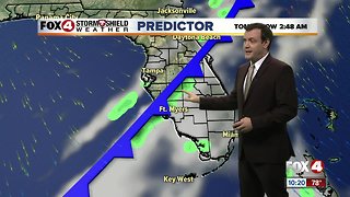Forecast: A cold front will move through overnight with a sunny Monday afternoon ahead