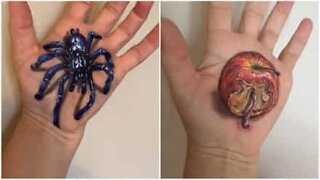 Scary 3D body art for Halloween