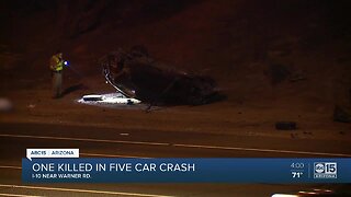 One killed in 5-car crash overnight