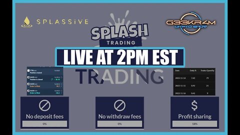 SPLASH COPY TRADING BOT LAUNCHING TODAY AT 2PM EST / TESTS ARE LOOKING BULLISH AND IN THE GREEN