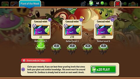 Plants vs Zombies 2 - Plant of the Week - Conceal-Mint - March 2024
