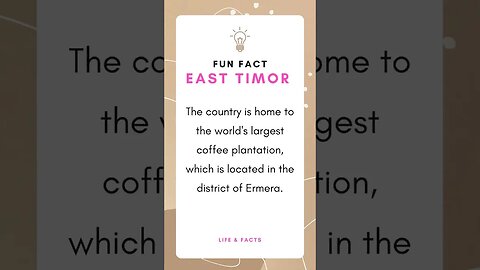 Fun Facts East Timor Timor Leste