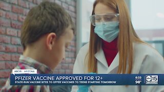Pfizer vaccine approved for kids 12+