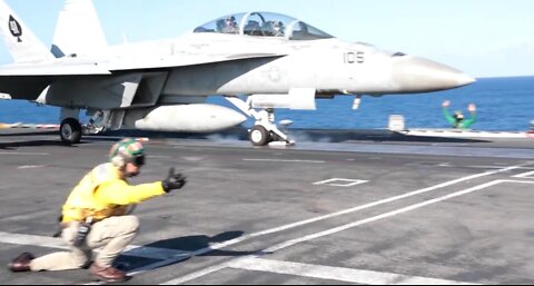 Flight operations on the flight deck of the aircraft carrier USS Abraham Lincoln - CVN 72