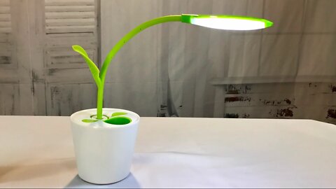 iEGrow Flexible USB Touch LED Desk Lamp with 3-Level Dimmer and Decor Plant Pencil Holder(Green)