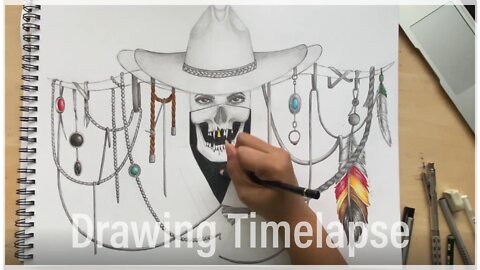 Wild Wild West Cowboy Tattoo Drawing Time lapse