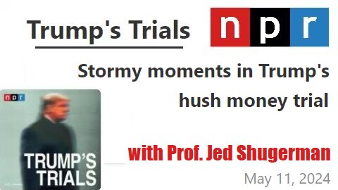 Law Prof Shugerman, TDS Sufferer who dismantled Bragg's case in the NYT, on Stormy Daniels Testimony