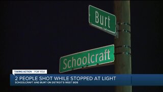 2 people shot while stopped at light in Detroit