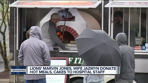 Lions WR Marvin Jones and wife Jazmyn donate hot meals to hospital staff
