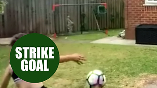 Six-year-old produces an inch-perfect strike in the “top bin”