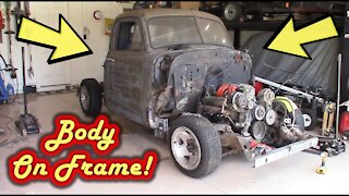 PART 19 - 1952 Chevy 3100 - Placing Body on Frame!