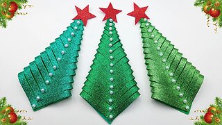 How to Make Christmas Tree With Glitter Paper | DIY Easy Christmas Crafts For Decorations