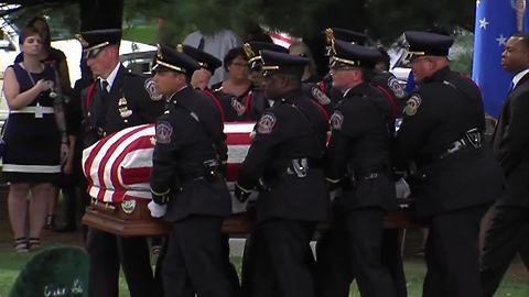 Bagpipes honor Lt. Aaron Allan on the way to his final resting place