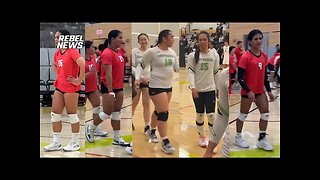 Five of the players at this women's college volleyball tournament in Toronto were men.