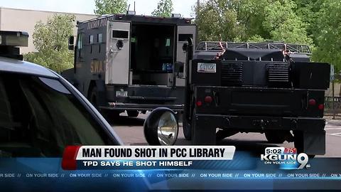 Man found with self-inflicted gunshot wound in PCC library