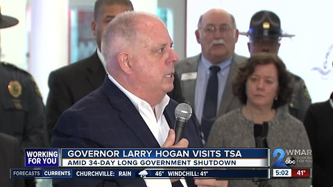 Governor Larry Hogan visits BWI Airport for a tour of TSA security checkpoints