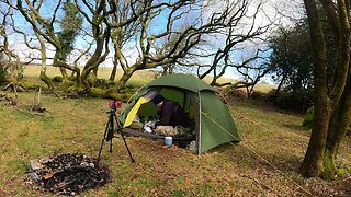 Morning at camp in the tent. speedlapse Reddacleave campsite Dartmoor 25th March 2023