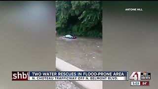 Crews conduct water rescues and put out fires after morning storm