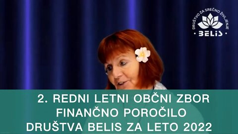 JAVNO FINANČNO POROČILO Društva BELIS za leto 2022 - Iviliana Bellis, predsednica