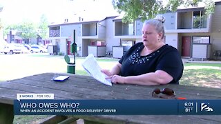 Woman faces thousands in damages after delivery driver hits her car