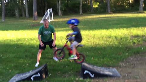 Tot Boy Masters His Dirt Bike Ramp Jumps