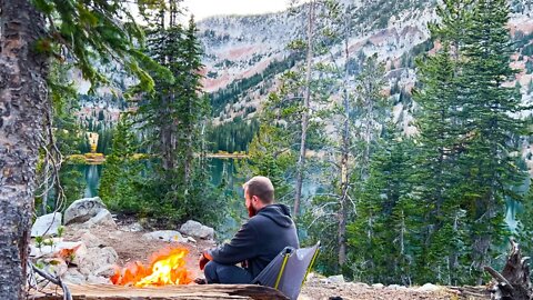 Solo Tent Camping By A Mountain Lake