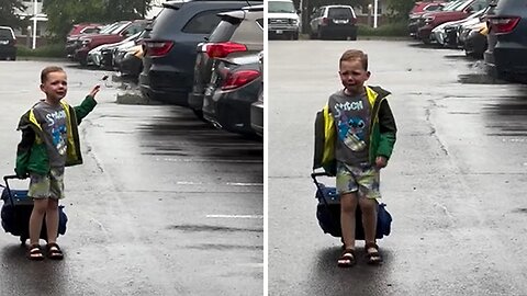 Sad kid pours his heart out as he leaves from vacation