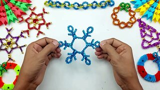 Pipe Cleaner Crafts For Christmas | Christmas Snowflake Making | Chenille Wire Crafts