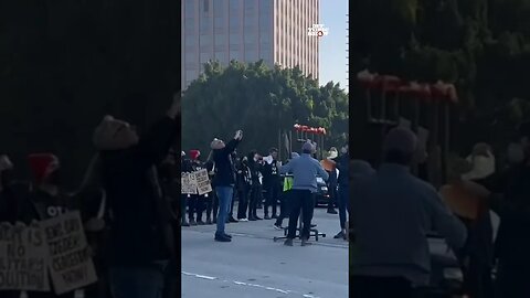 Pro Palestinians Protesters Block Southbound 110 Freeway in Los Angeles