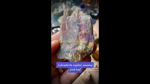 Labradorite crystal, pink light