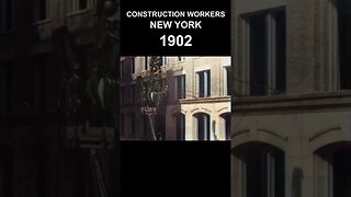 1902: Construction Workers Ride Sketchy Crane, New York | 60fps, Colorized, AI Enhanced