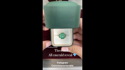 5.13tcw Three stone All Colombian emerald bezel set in 18K yellow gold anniversary ring