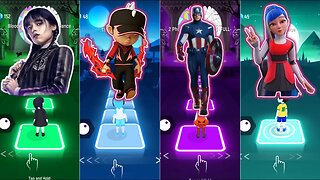 BOBOIBOY VS CAPTAIN AMERICA VS WEDNESDAY VS ALICIA | Tiles Hop