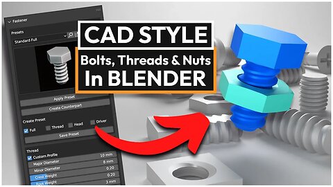 Blender CAD Bolts, Nuts & Threads. Perfect for 3D Printing
