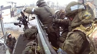 Russian Helmet Cam Captures Russian Marines Mechanized Assault On The Outskirts Of Vuhledar