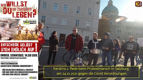 Kerstins 2. Rede beim Protestmarsch in Salzburg am 24.10.2021 gegen die Covid Verordnungen