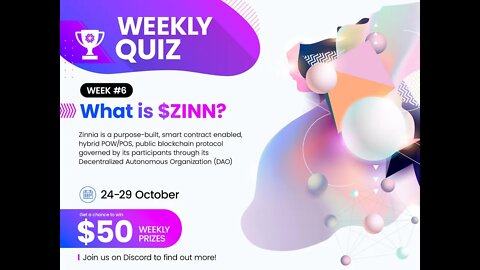 $50 Quiz 5 Draw: What is $ZINN?