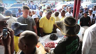 SOUTH AFRICA, Durban- President Ramaphosa engage with the street vendors at Berea taxi rank. (35i)