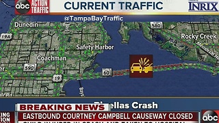 Eastbound Courtney Campbell Causeway closed due to accident, child injured