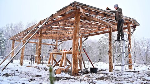 Building a Shed for my FARM, Installation of a LARGE METAL ROOF | First Winter