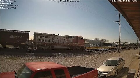 BNSF Warbonnet B40-8W Leading WB Local in Mount Pleasant and Ottumwa, IA on April 12, 2023