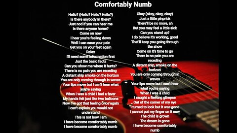 Comfortably Numb - Pink Floyd lyrics HQ