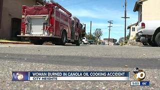 Woman burned in cooking accident