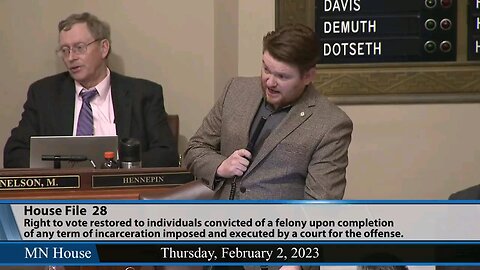 DFL Rep. Andy Smith (25B) Says Felons Voting Imprives Public Safety.