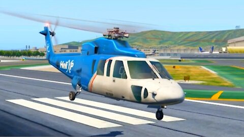 Helicopter Landing Approach At High Speed / X-Plane 11