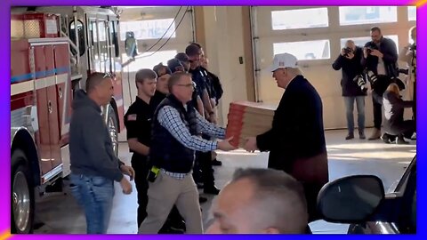 PRESIDENT TRUMP DELIVERING PIZZAS TO WAUKEE FIRE DEPARTMENT IN WAUKEE, IOWA - JANUARY 14, 2024