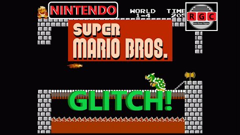 Super Mario Bros - Top of the Castle Glitch - Retro Game Clipping