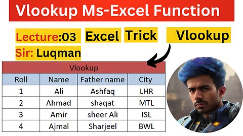 MS Excel - Vlookup in Excel |How To Apply VLOOKUP | How to use VLOOKUP in Excel | hindi | Sir Luqman